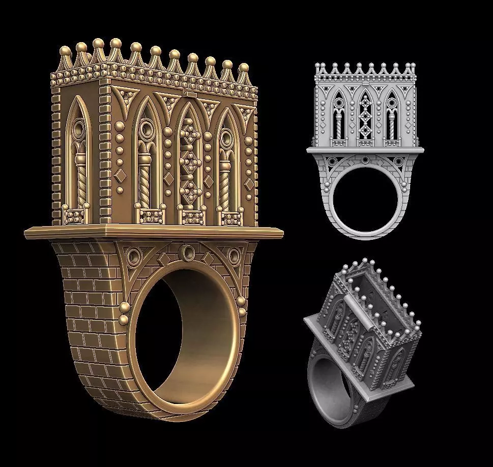 Castle ring 3D print model_0
