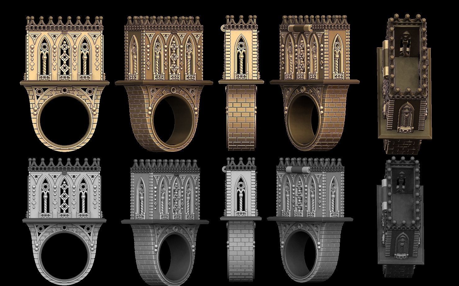 Castle ring 3D print model_2