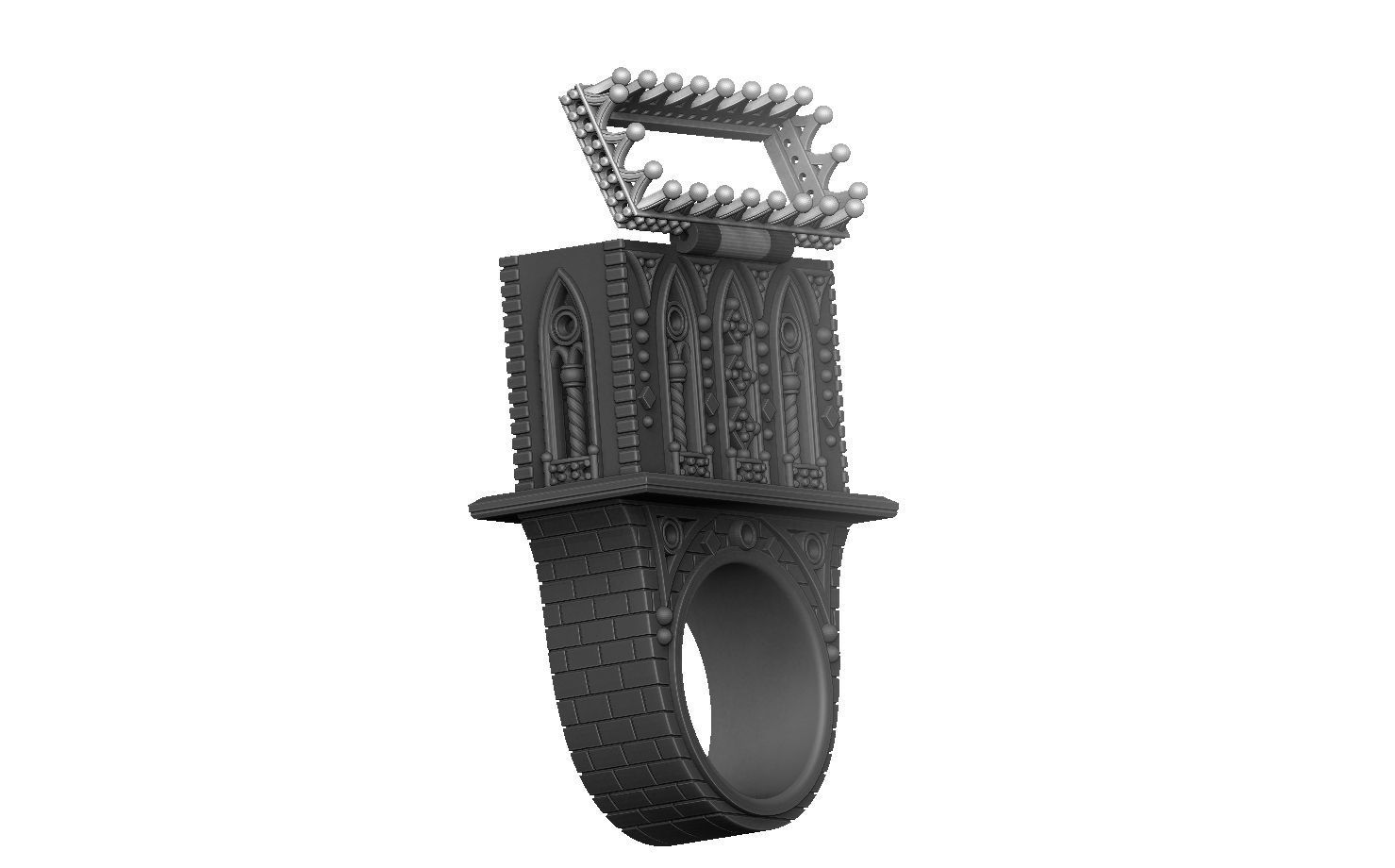 Castle ring 3D print model_8