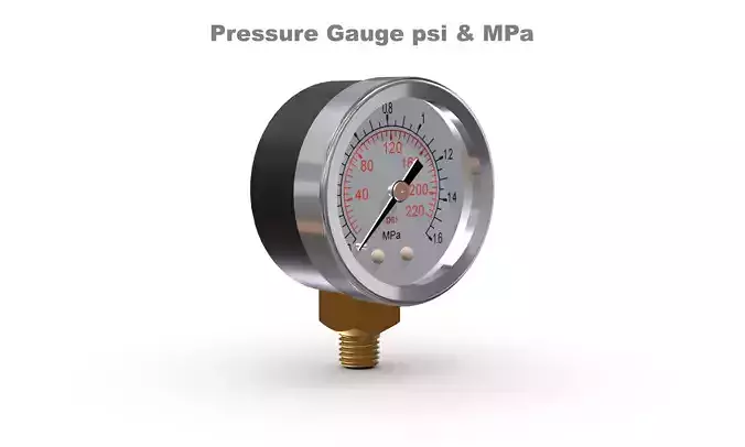Pressure Gauge psi and MPa 3D model