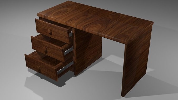 Table wooden desk with drawers 3D model | CGTrader