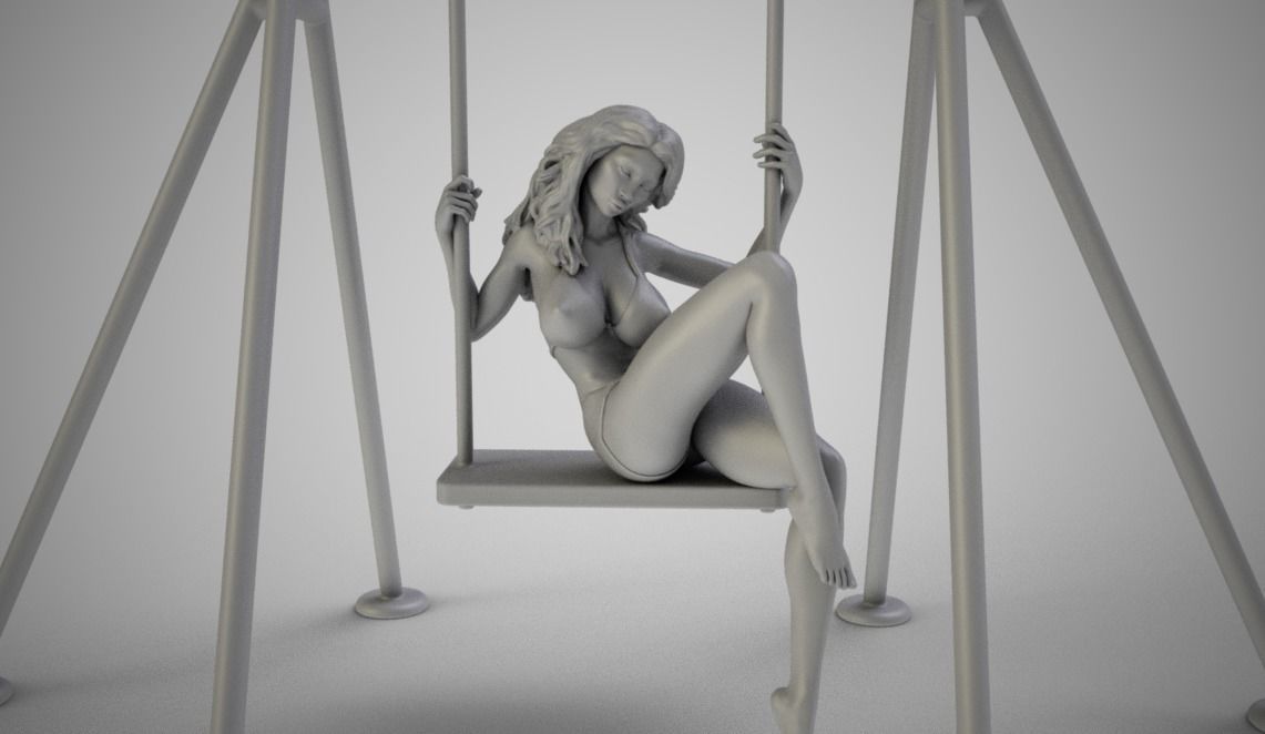 Girl on the Swing 3D print model_3