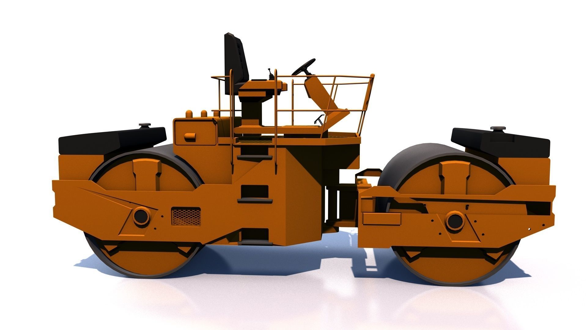 Compactor road roller Low-poly 3D model_1