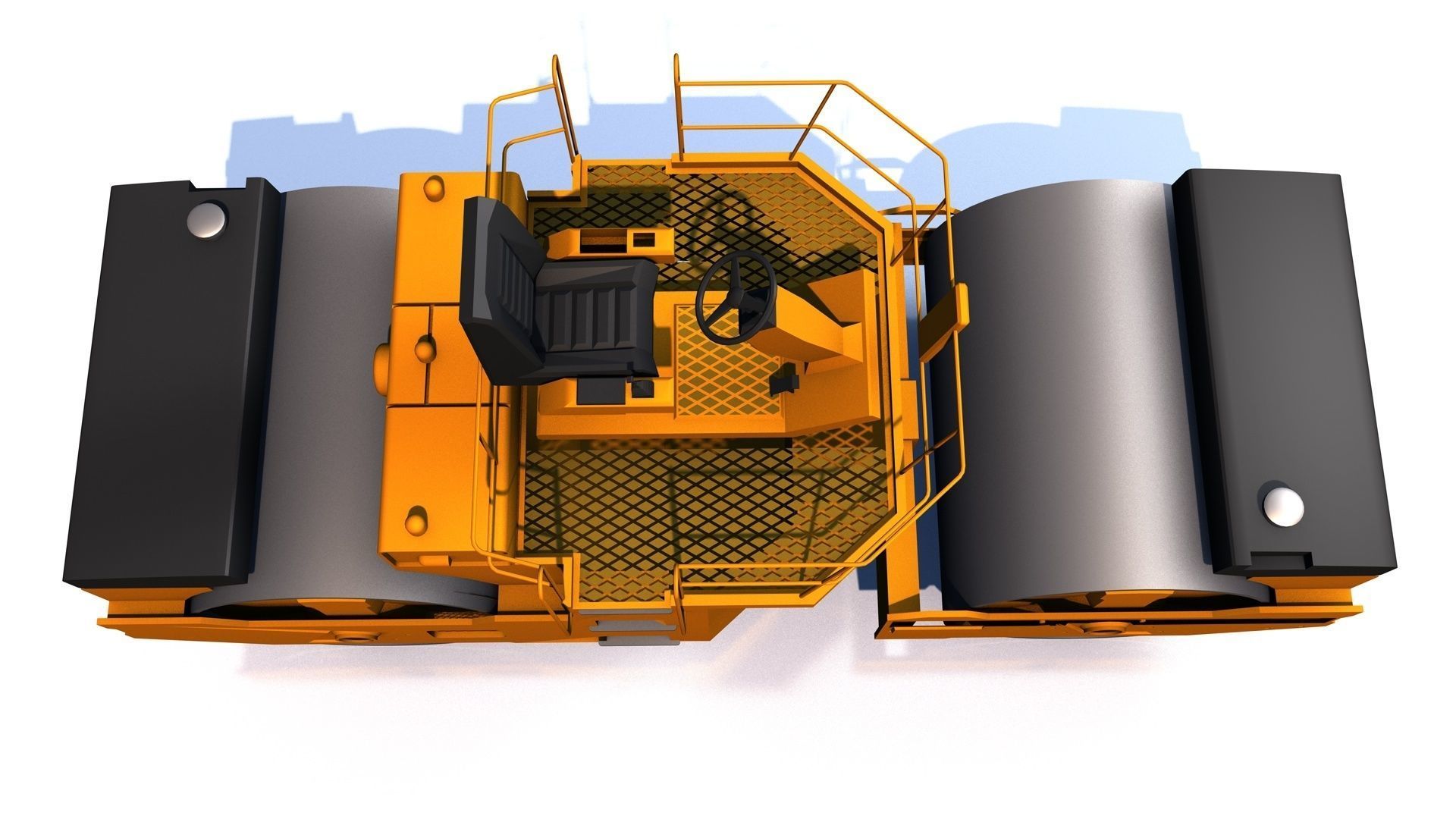 Compactor road roller Low-poly 3D model_4