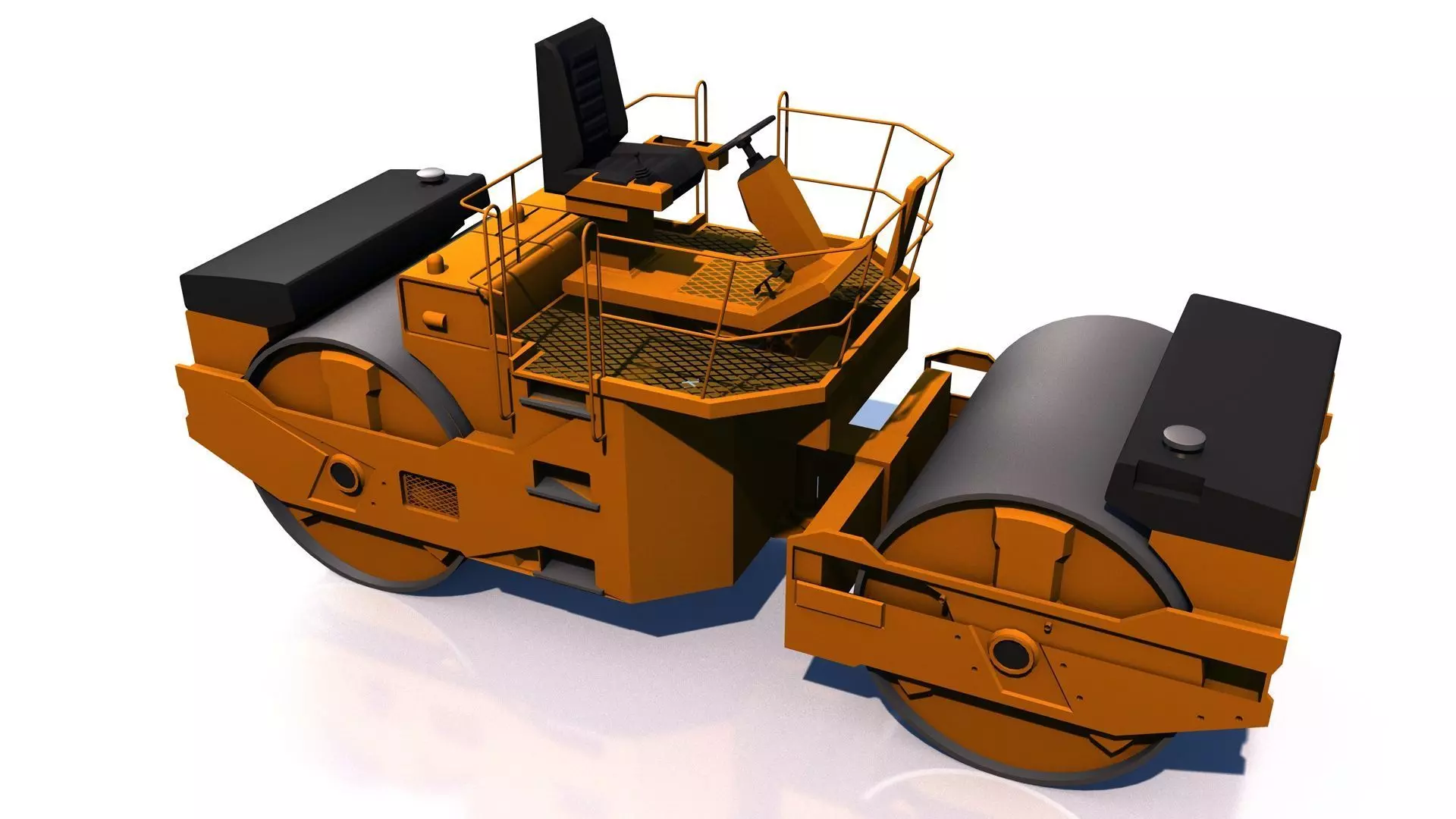 Compactor road roller Low-poly 3D model_0