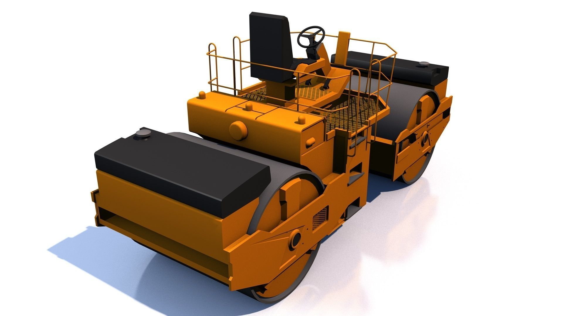 Compactor road roller Low-poly 3D model_2