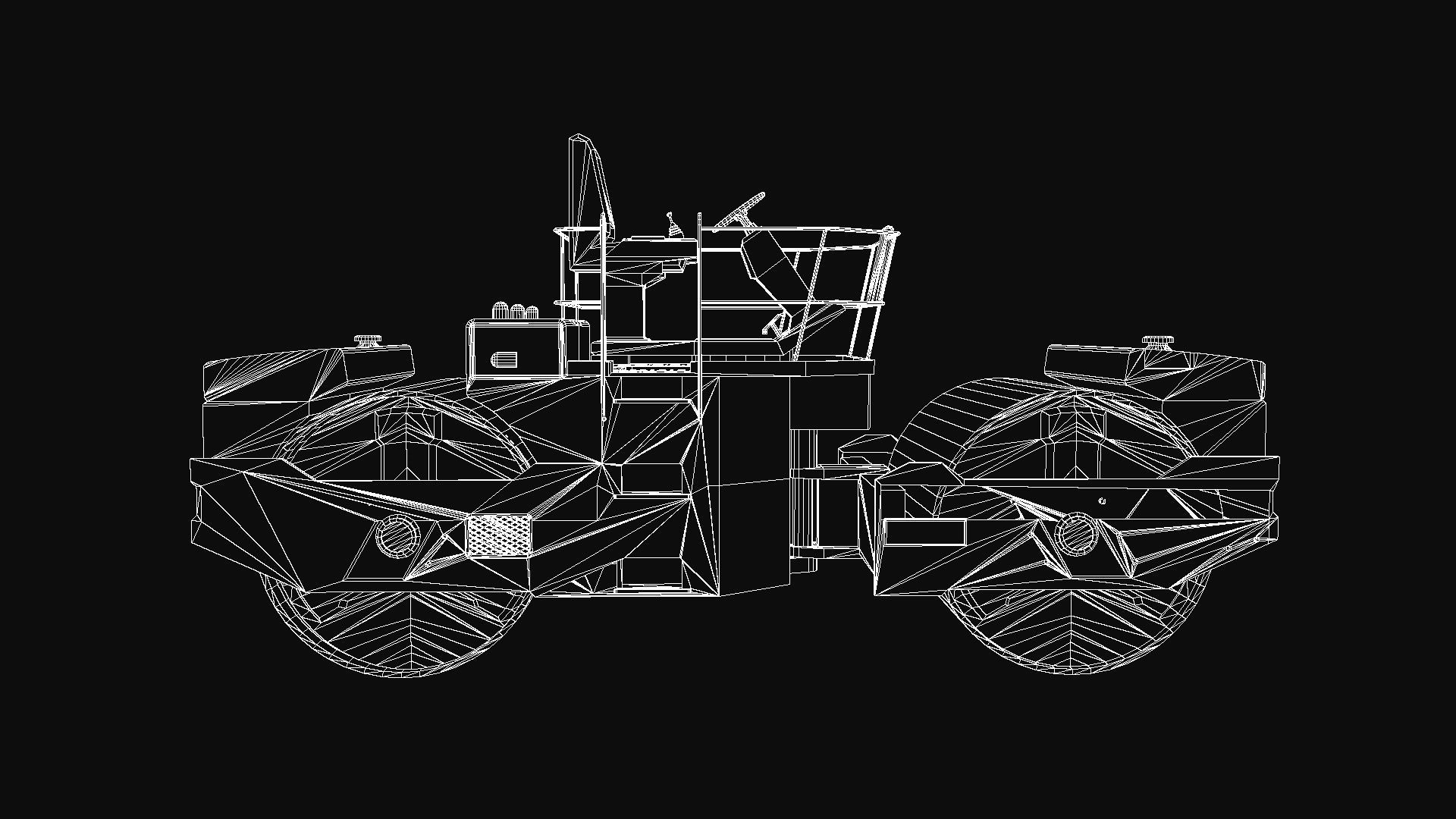 Compactor road roller Low-poly 3D model_6
