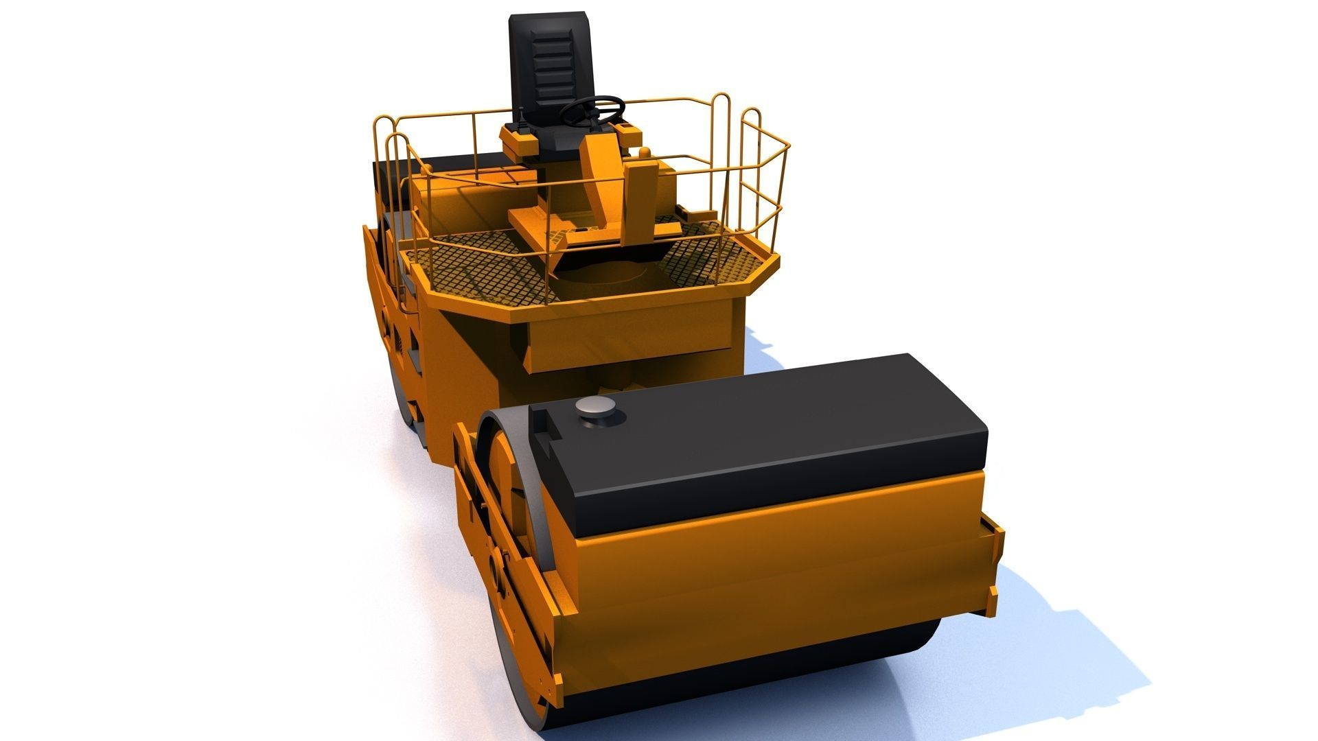 Compactor road roller Low-poly 3D model_3