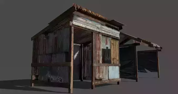 Lowpoly shanty houses Low-poly 3D model