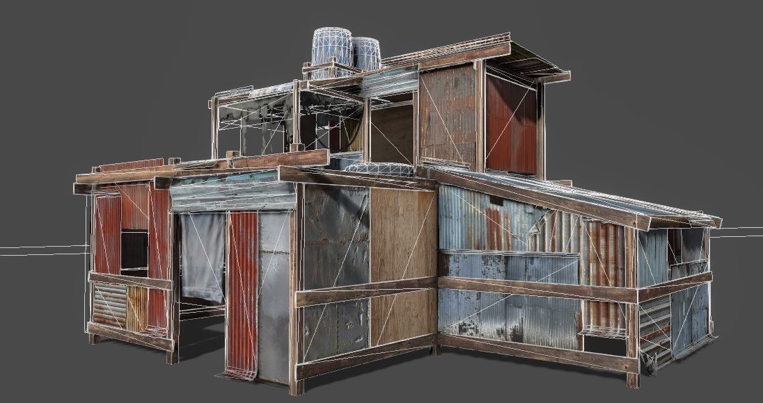 Lowpoly shanty house Low-poly 3D model_1