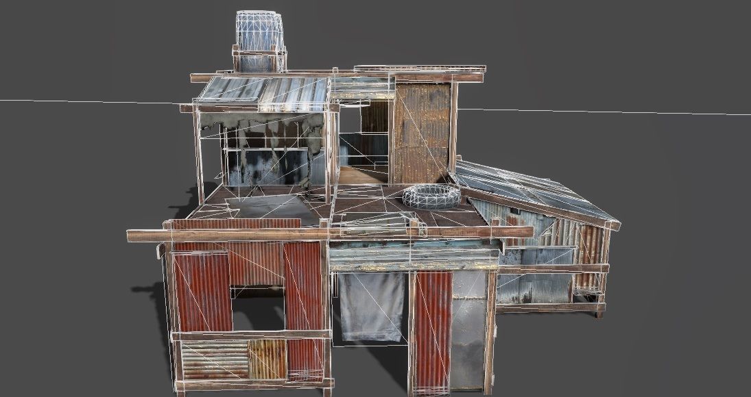Lowpoly shanty house Low-poly 3D model_7