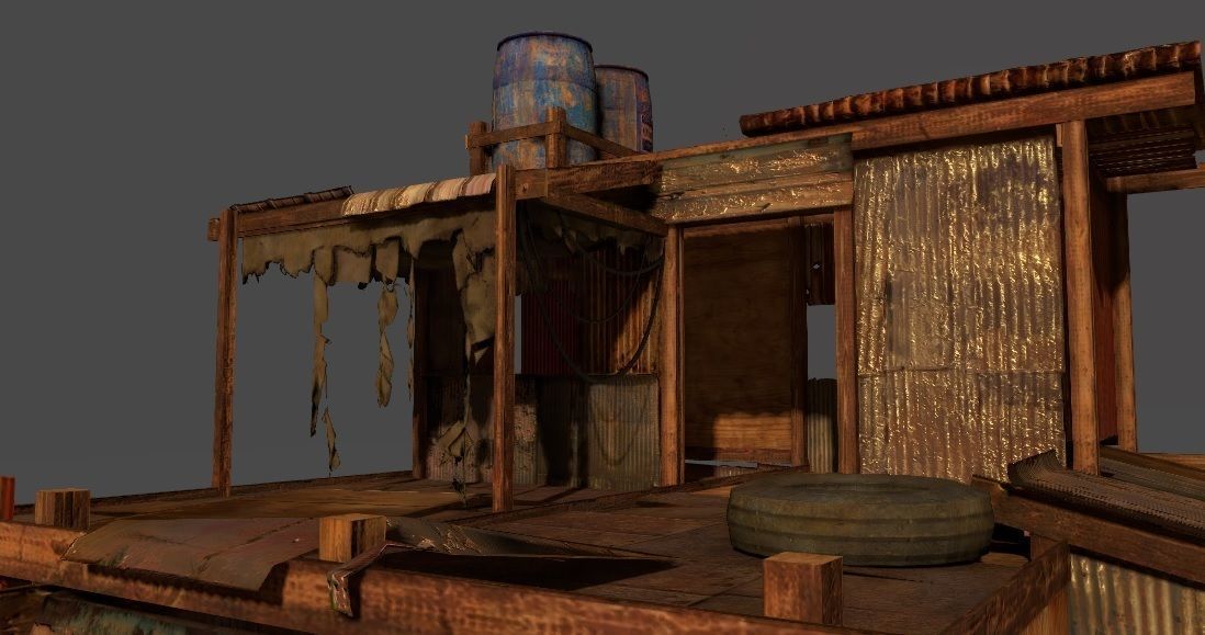 Lowpoly shanty house Low-poly 3D model_5