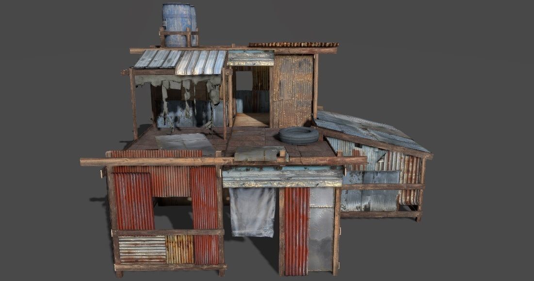 Lowpoly shanty house Low-poly 3D model_6