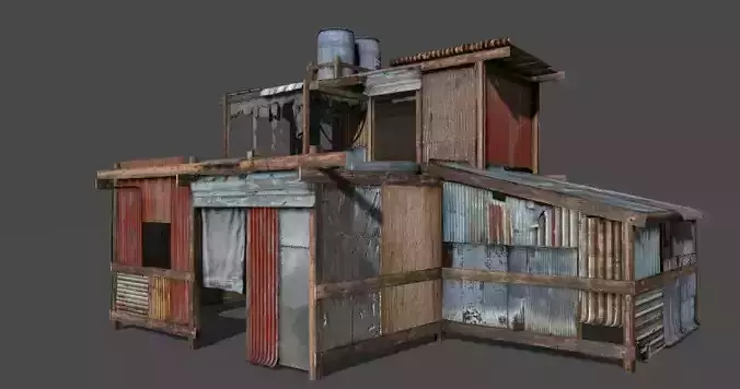 Lowpoly shanty house Low-poly 3D model
