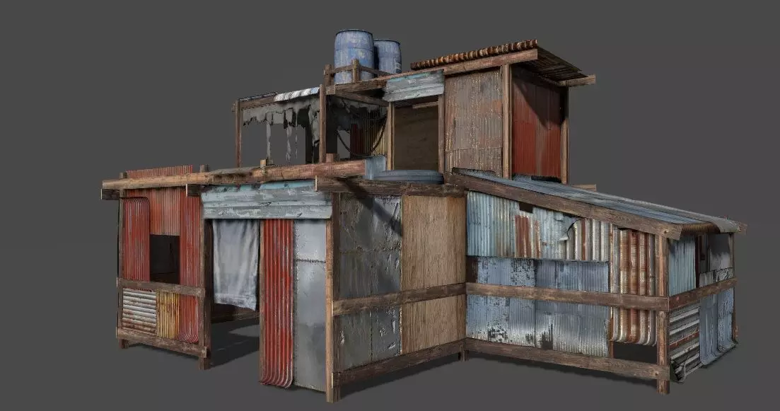 Lowpoly shanty house Low-poly 3D model_0