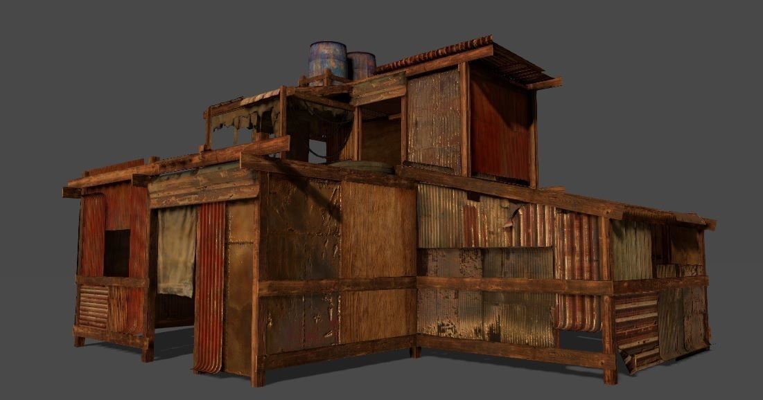 Lowpoly shanty house Low-poly 3D model_4