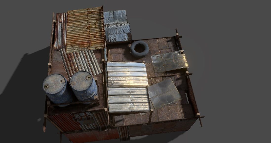 Lowpoly shanty house Low-poly 3D model_8