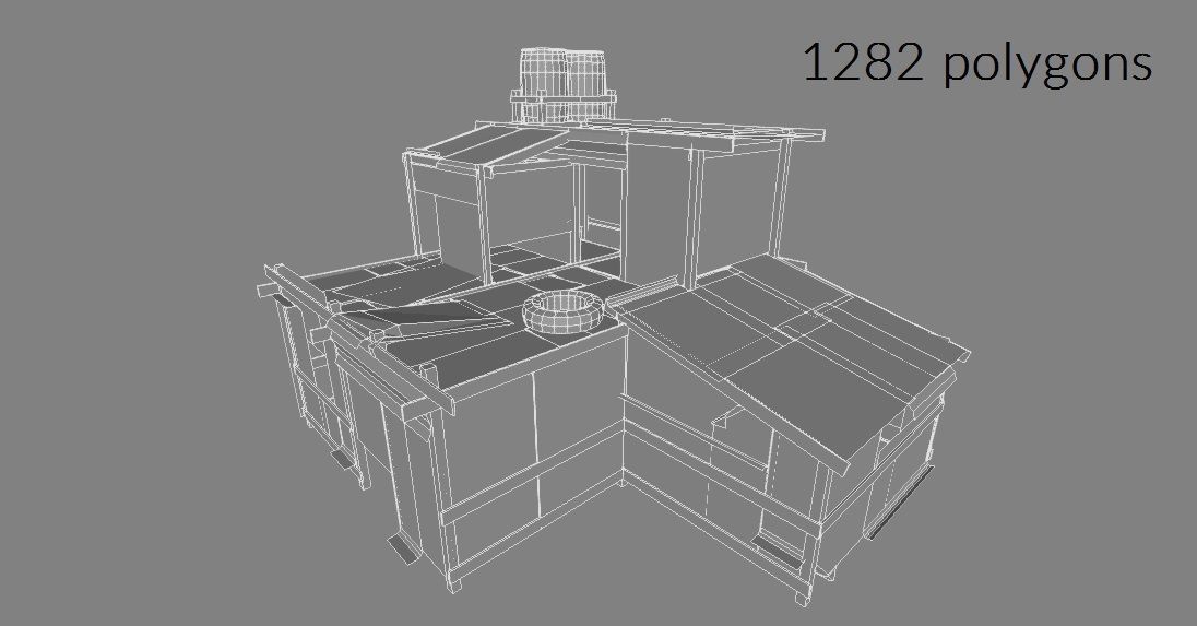 Lowpoly shanty house Low-poly 3D model_2