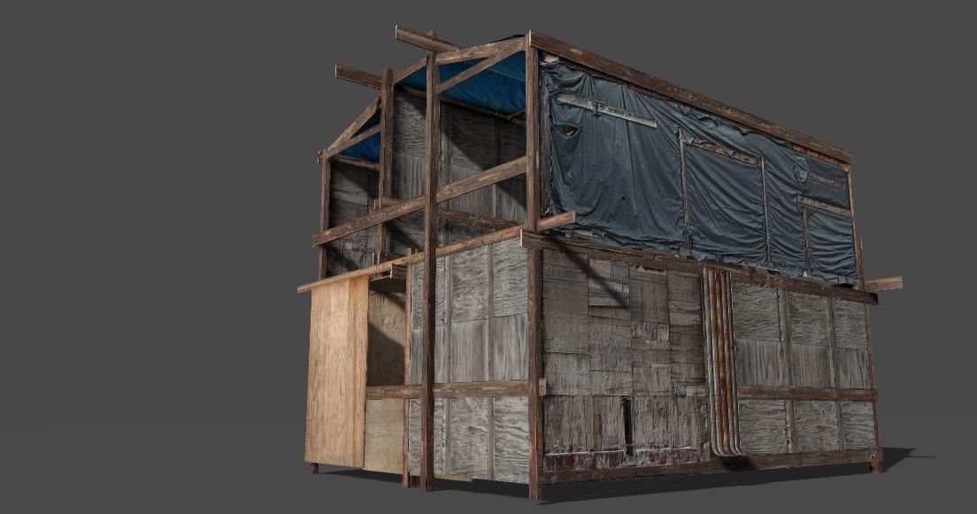 Lowpoly shanty house Low-poly 3D model_6