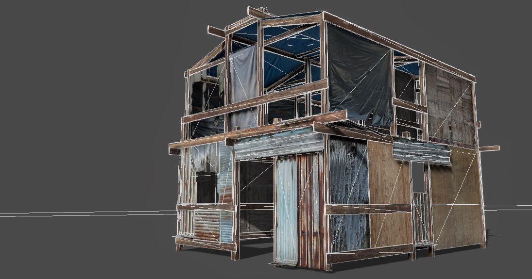 Lowpoly shanty house Low-poly 3D model_1