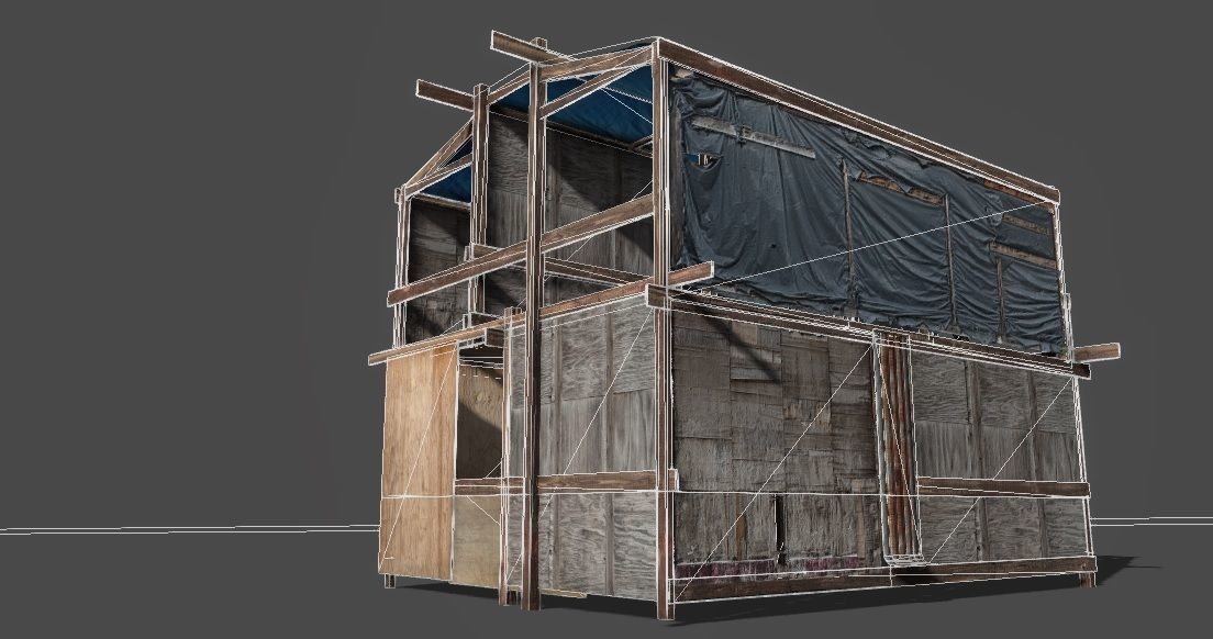 Lowpoly shanty house Low-poly 3D model_7