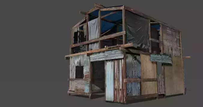 Lowpoly shanty house Low-poly 3D model
