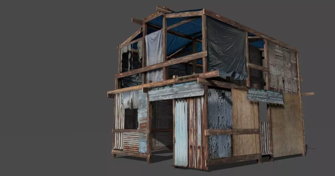 Lowpoly shanty house Low-poly 3D model_0