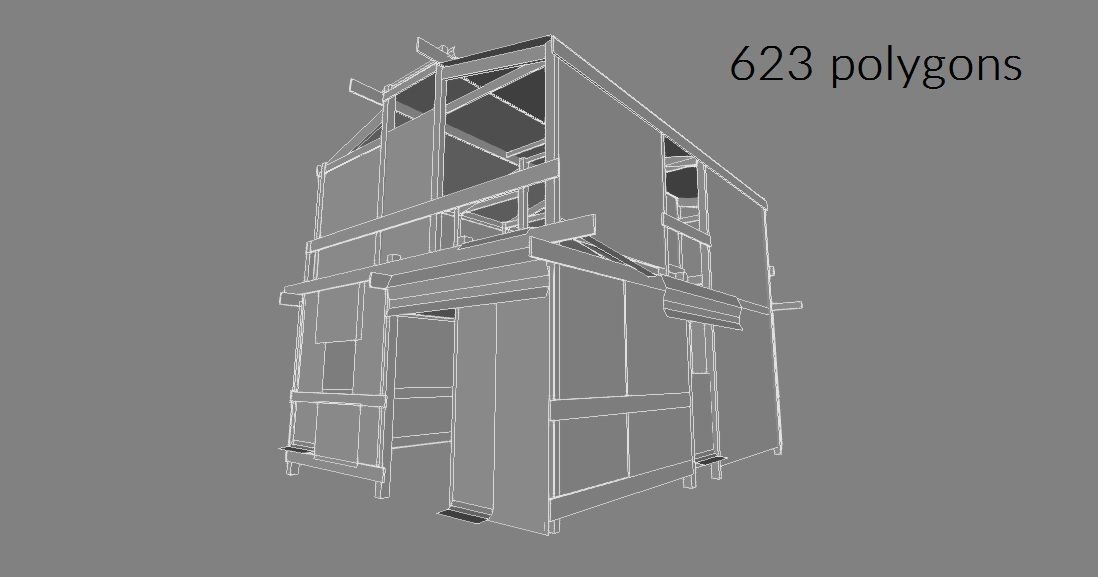 Lowpoly shanty house Low-poly 3D model_2