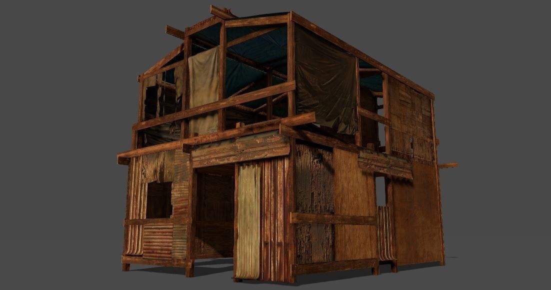 Lowpoly shanty house Low-poly 3D model_4