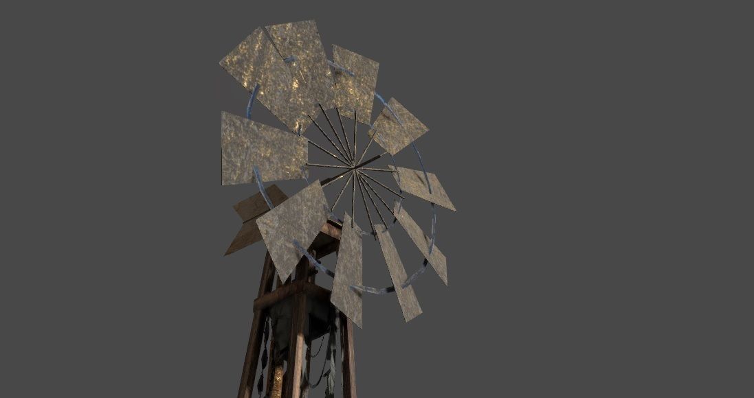 Shanty windmill Low-poly 3D model_9