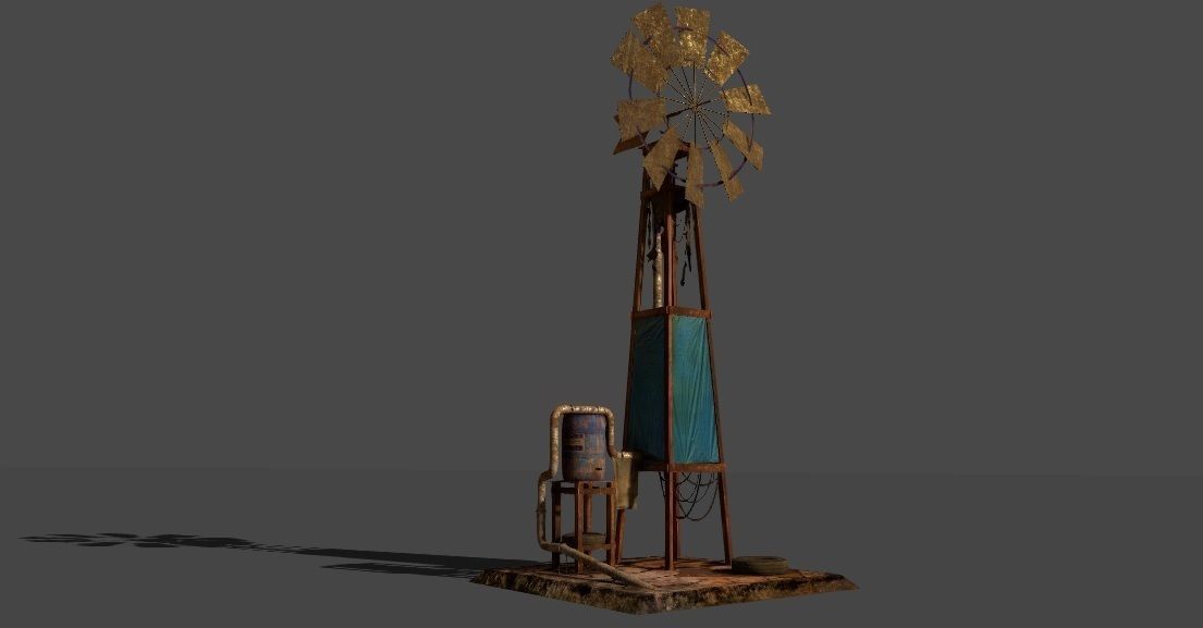 Shanty windmill Low-poly 3D model_4