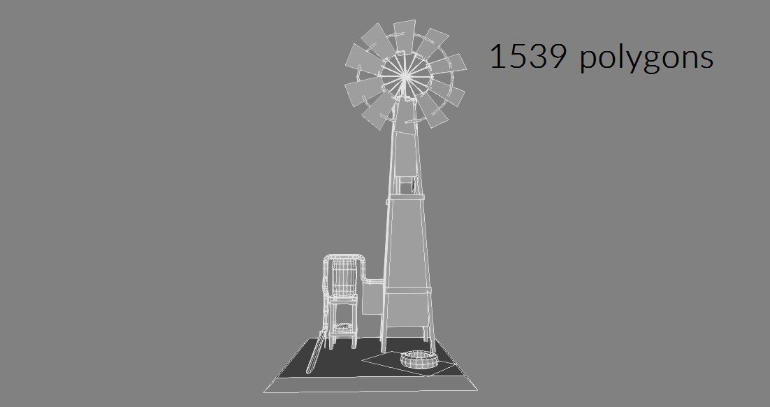 Shanty windmill Low-poly 3D model_2