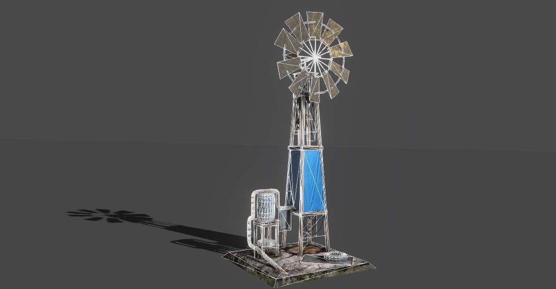 Shanty windmill Low-poly 3D model_1