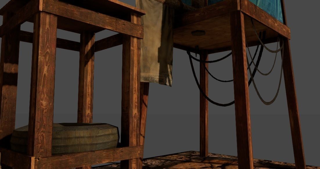 Shanty windmill Low-poly 3D model_8