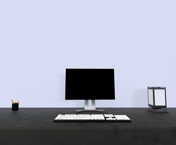 Study and computer table Free low-poly 3D model