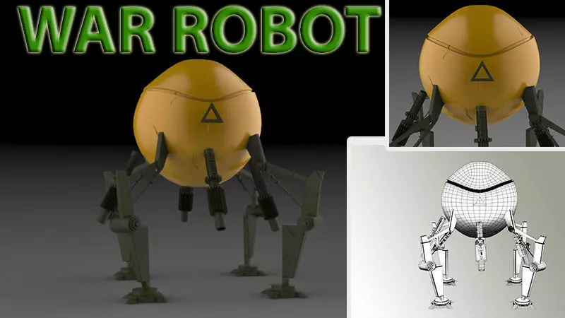 War robot Low-poly 3D model
