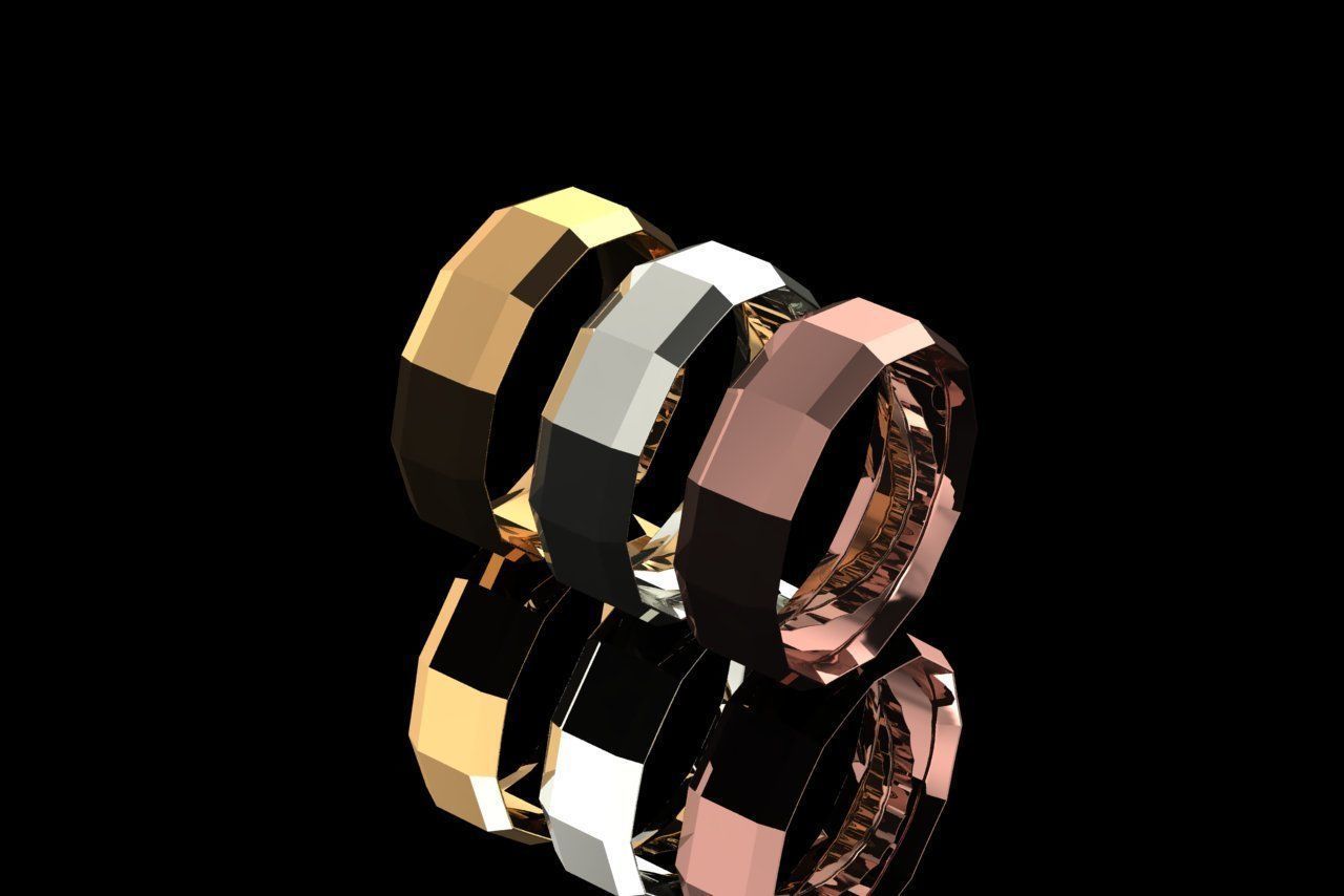 David Yurman Faceted Band Rings in Usa Size 3D print model_3