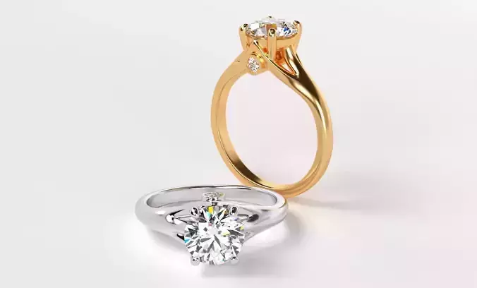 classic gold engagement ring with 7mm round diamond