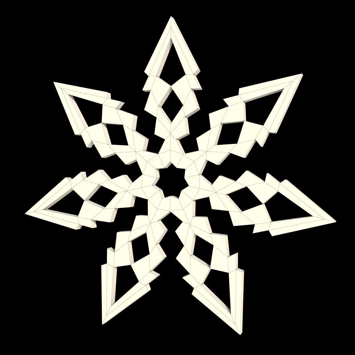 Snowflakes four Low-poly 3D model_4