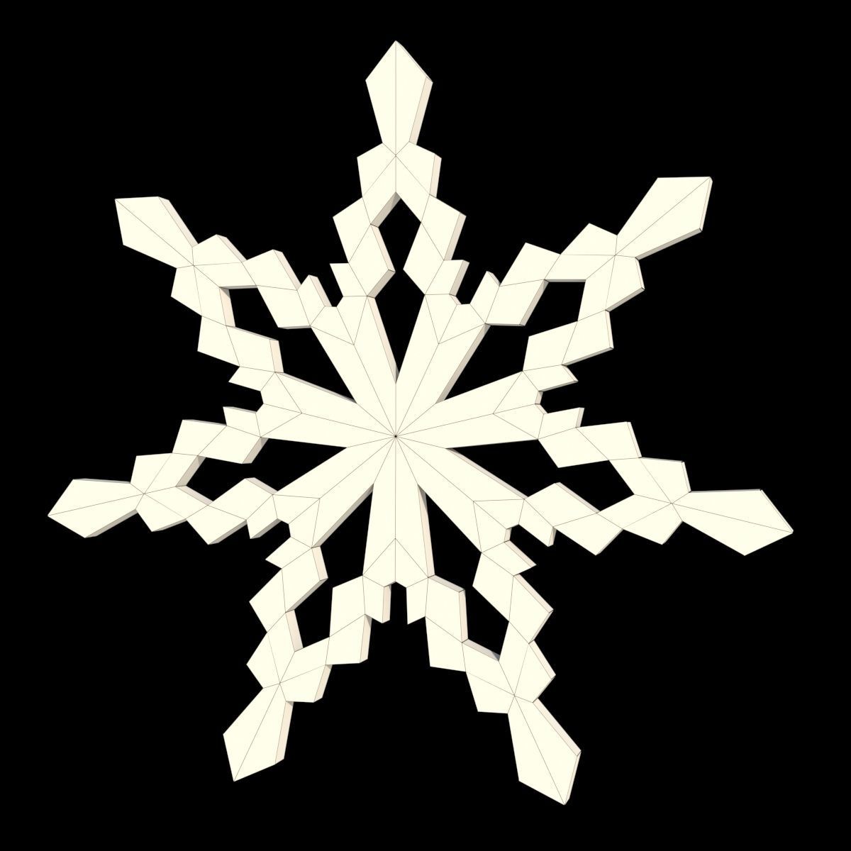 Snowflakes four Low-poly 3D model_3