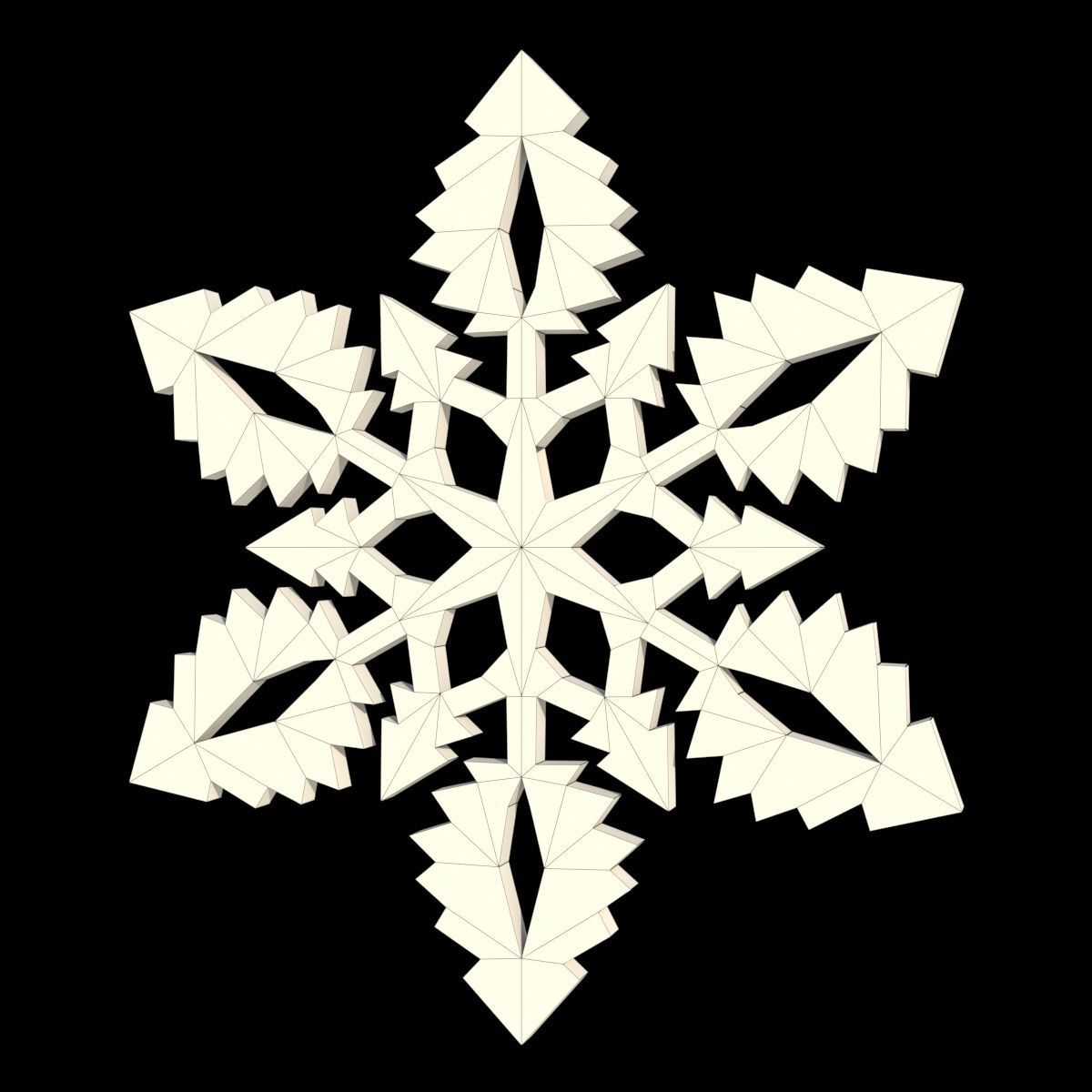 Snowflakes four Low-poly 3D model_7