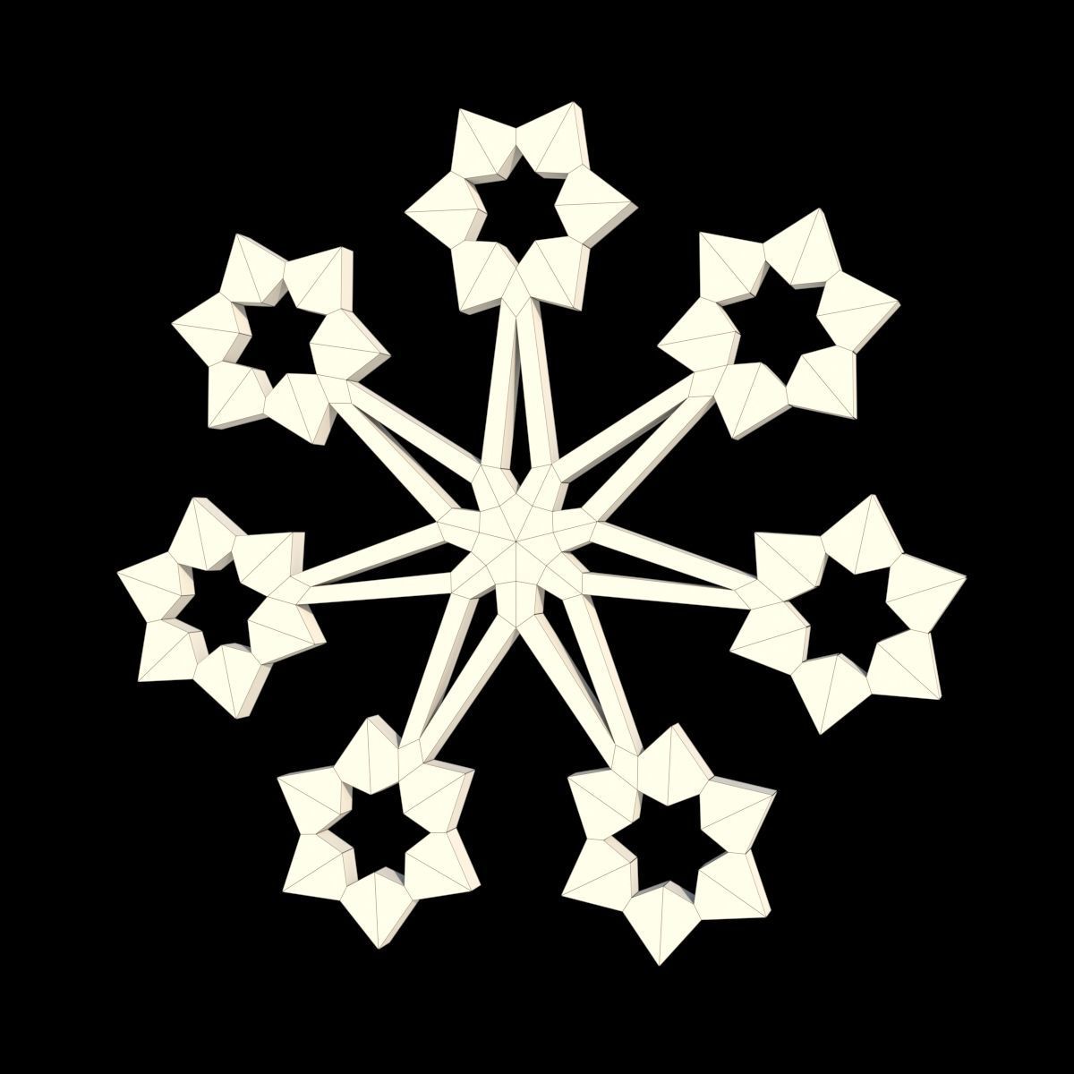 Snowflakes four Low-poly 3D model_5
