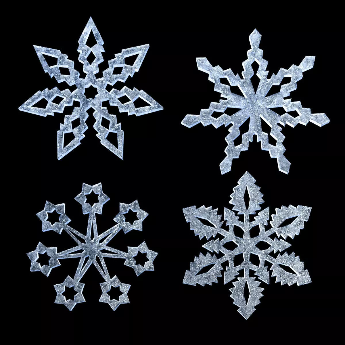 Snowflakes four Low-poly 3D model_0
