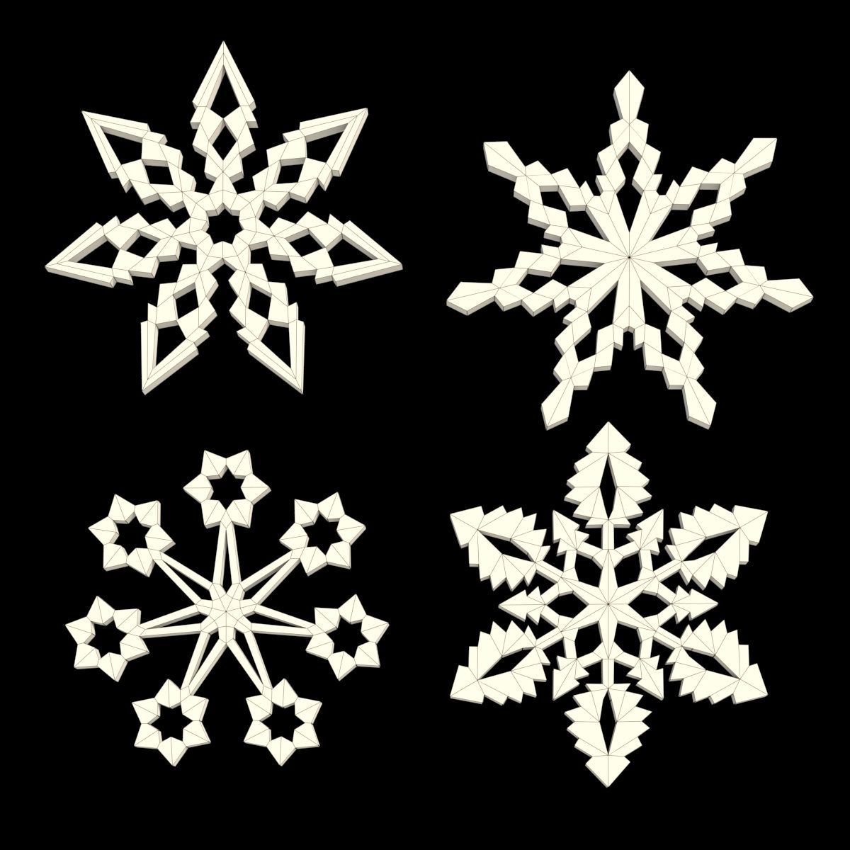 Snowflakes four Low-poly 3D model_6
