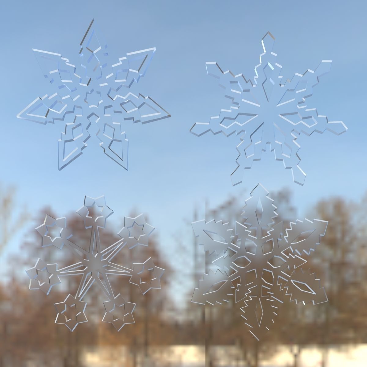 Snowflakes four Low-poly 3D model_2