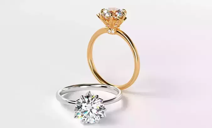 classic gold engagement ring with 8mm round diamond
