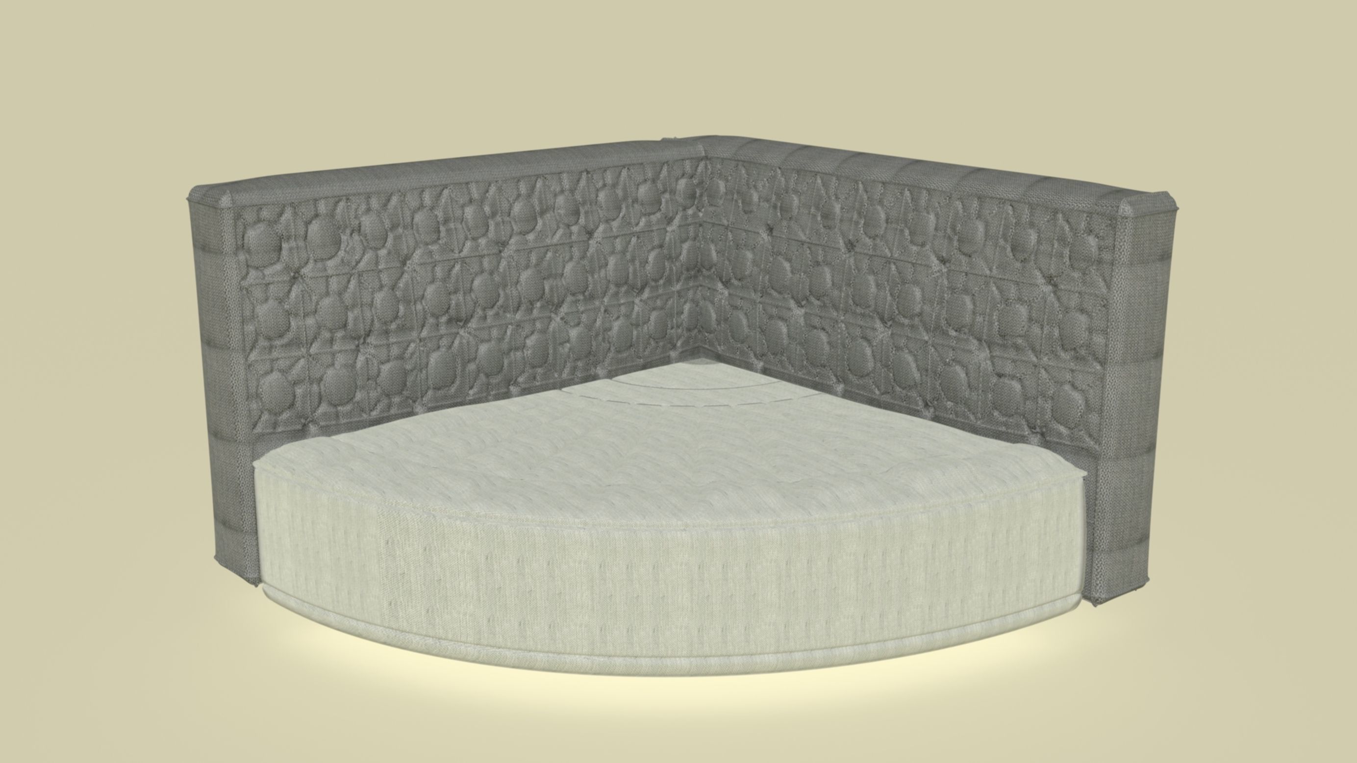 Quarter circle corner sofa elegant 3D model_7