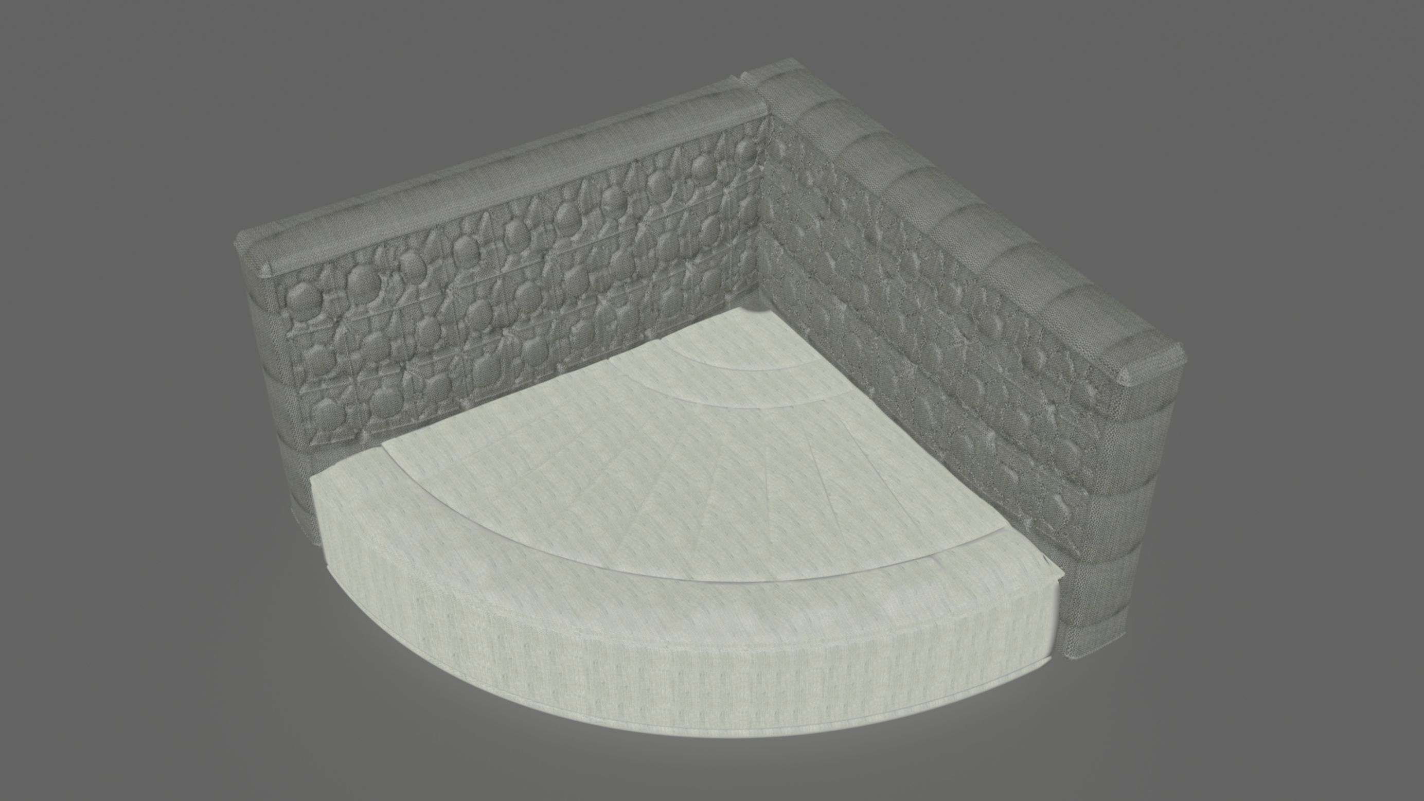 Quarter circle corner sofa elegant 3D model_4