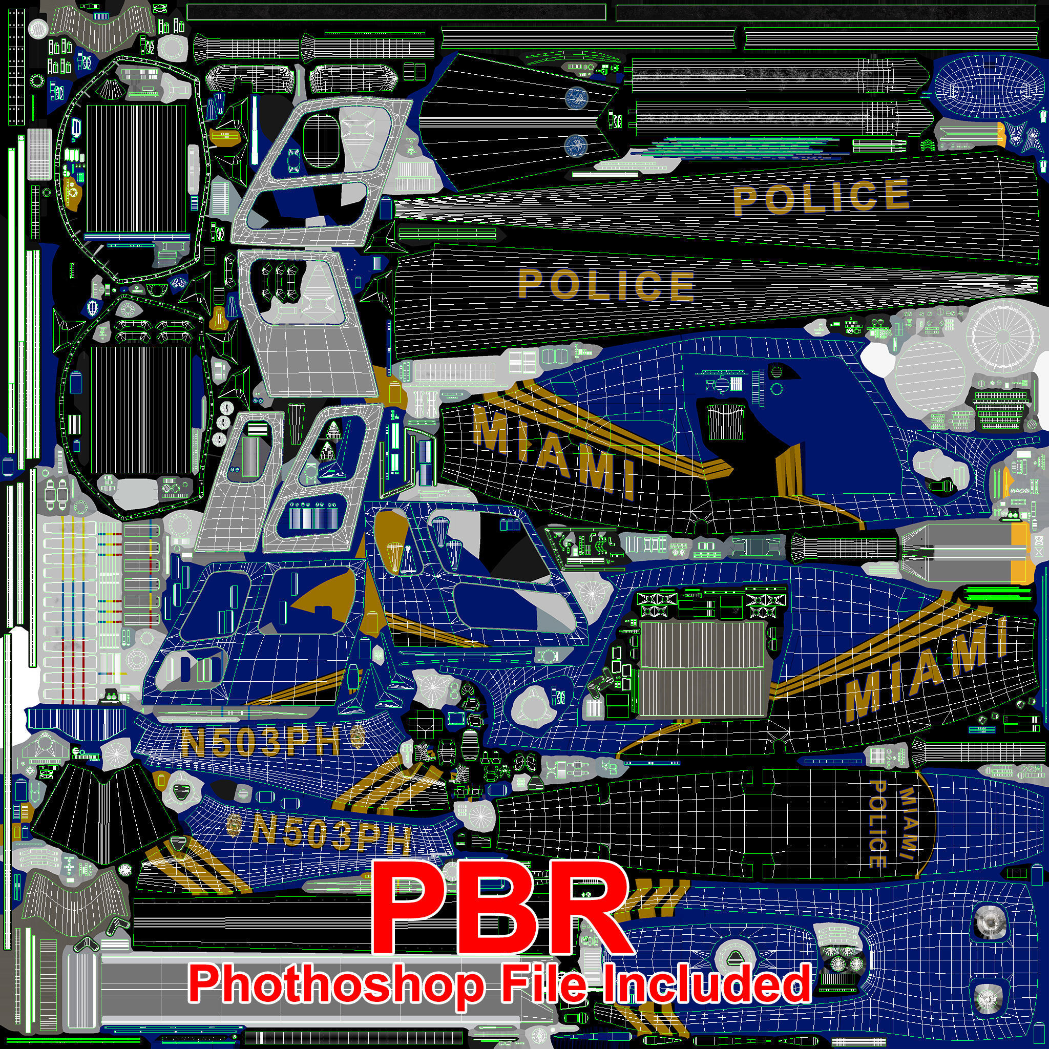 AS-350 Miami City Police Low-poly 3D model_17