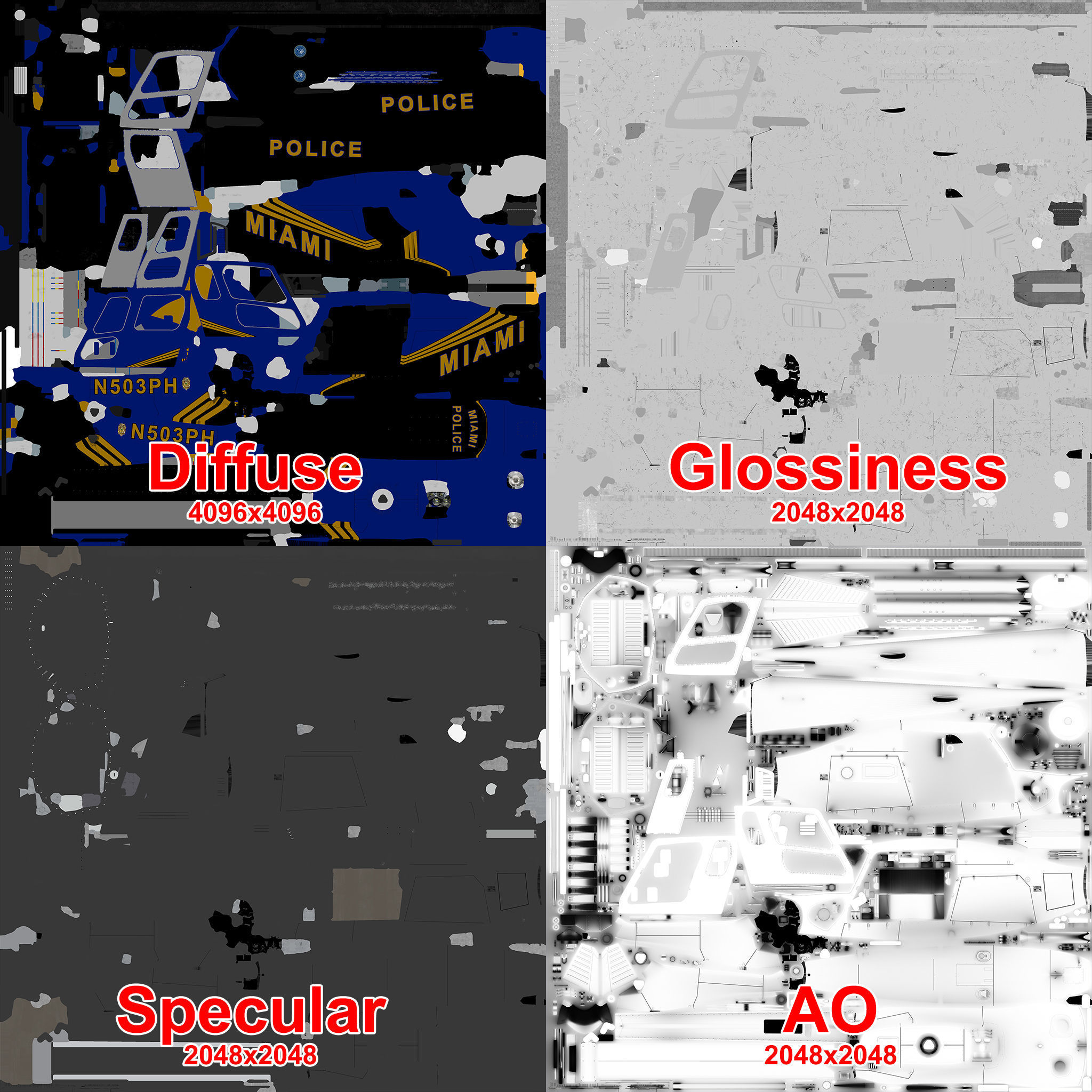 AS-350 Miami City Police Low-poly 3D model_15